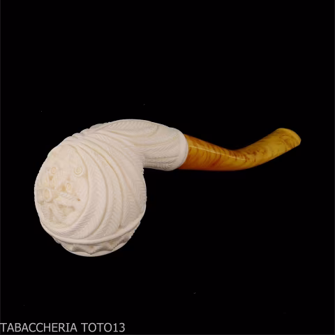Bent Apple in schiuma di mare decori floreali - Pipe