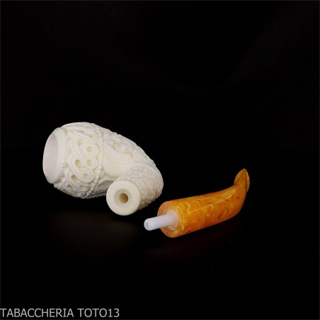 Gebogene Meerschaumpfeife mit floralen Verzierungen-Meerschaumpfeifen