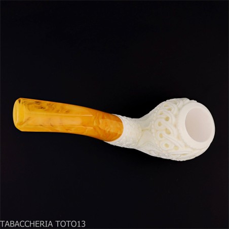 Gebogene Meerschaumpfeife mit floralen Verzierungen-Meerschaumpfeifen