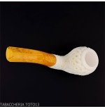 Pipe en écume de mer Cutty courbée avec décorations florales - Pipe Pour le Tabac - écume de mer - sépiolite