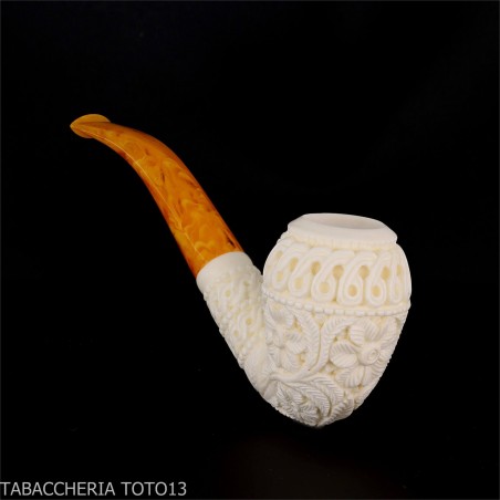 Gebogene Meerschaumpfeife mit floralen Verzierungen-Meerschaumpfeifen