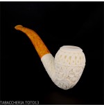 Pipe en écume de mer Cutty courbée avec décorations florales - Pipe Pour le Tabac - écume de mer - sépiolite