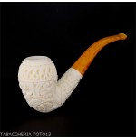 Pipe en écume de mer Cutty courbée avec décorations florales - Pipe Pour le Tabac - écume de mer - sépiolite
