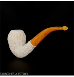 Pipa de espuma de marquetería curvada con forma de cutty y decoraciones florales - Pipas de Tabaco