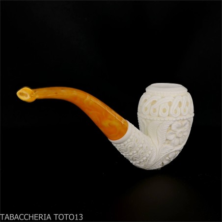 Gebogene Meerschaumpfeife mit floralen Verzierungen-Meerschaumpfeifen