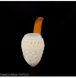 Pipa de espuma de marquetería curvada con forma de cutty y decoraciones florales - Pipas de Tabaco