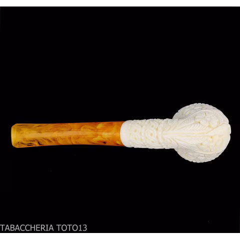 Bent Cutty in schiuma di mare decori floreali - Pipe