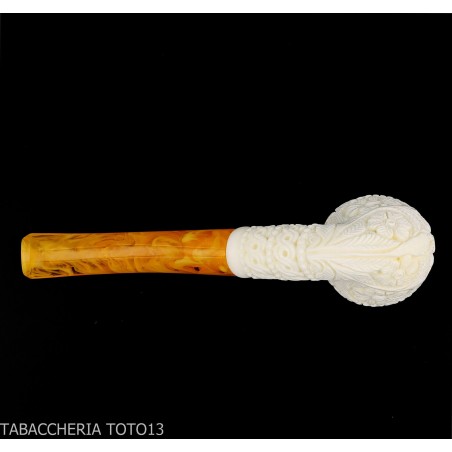 Gebogene Meerschaumpfeife mit floralen Verzierungen-Meerschaumpfeifen
