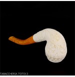 Bent Cutty Meerschaum Pipe with Floral Decorations - Tobacco Pipes - Sea foam - seppiolite