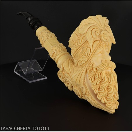 Pipe en écume de mer en forme de Cavalier, sculptée avec une tête traitée au thé-Pipe En Mousse De Mer