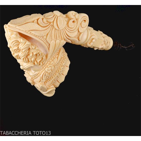 Pipe en écume de mer en forme de Cavalier, sculptée avec une tête traitée au thé-Pipe En Mousse De Mer