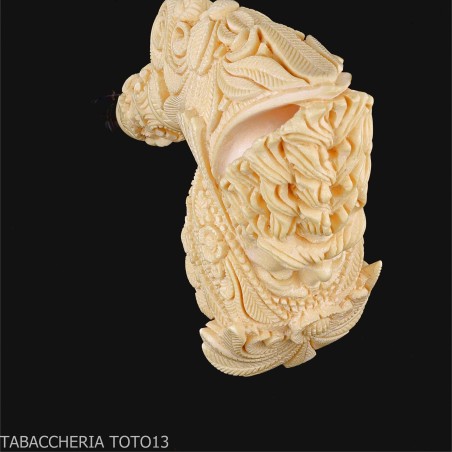 Pipa in schiuma di mare forma Cavalier testa scolpita tratta al tè - Pipe
