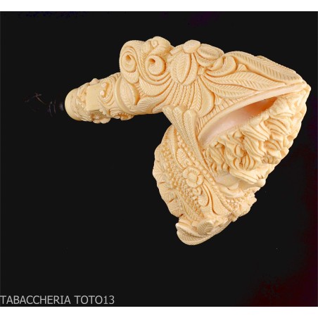 Pipe en écume de mer en forme de Cavalier, sculptée avec une tête traitée au thé-Pipe En Mousse De Mer