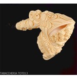 Meerschaum pipe in the shape of a Cavalier, carved with a tea-treated head-Sea Foam Pipes