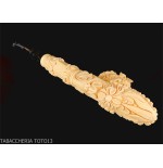 Meerschaum pipe in the shape of a Cavalier, carved with a tea-treated head-Sea Foam Pipes