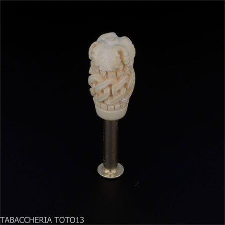 Pipe en écume de mer en forme de Cavalier, sculptée avec une tête traitée au thé-Pipe En Mousse De Mer