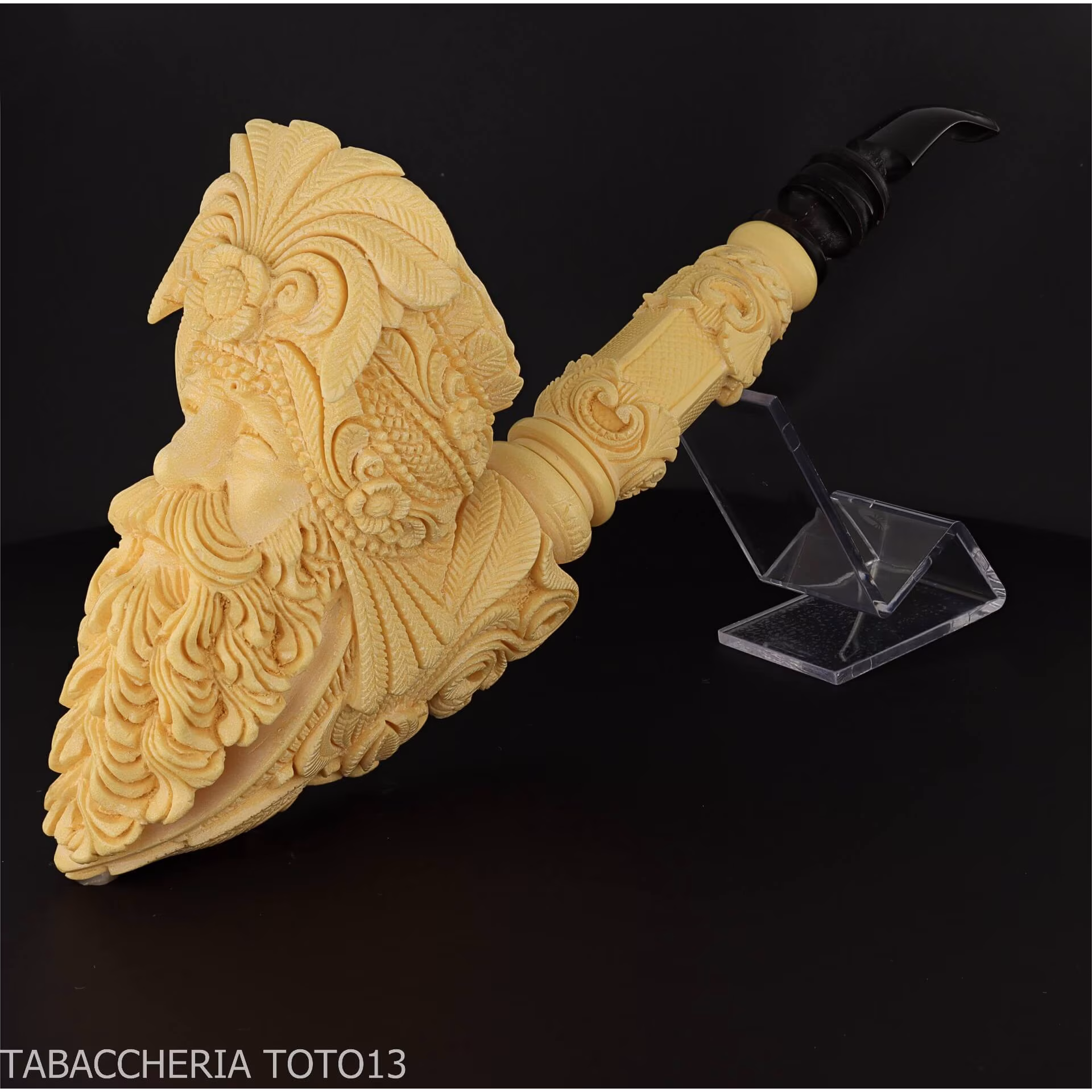 Pipa in schiuma di mare forma Cavalier testa scolpita tratta al tè - Pipe