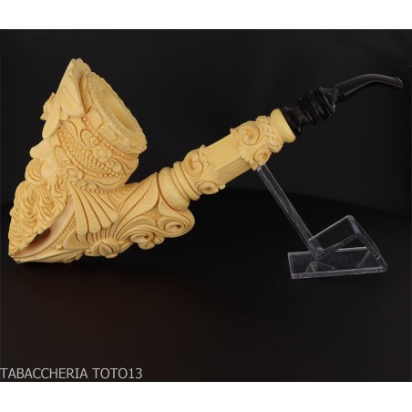 Pipe en écume de mer en forme de Cavalier, sculptée avec une tête traitée au thé-Pipe En Mousse De Mer