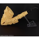 Pipe en écume de mer en forme de Cavalier, sculptée avec une tête traitée au thé-Pipe En Mousse De Mer