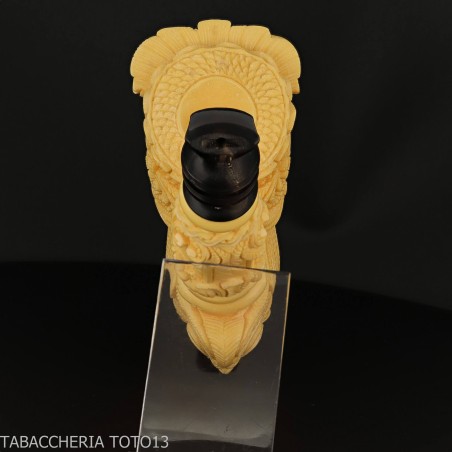 Pipa de espuma de marquetería con forma de caballero tratado con té. - Pipas de Tabaco