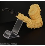 Pipe en écume de mer en forme de Cavalier, sculptée avec une tête traitée au thé-Pipe En Mousse De Mer