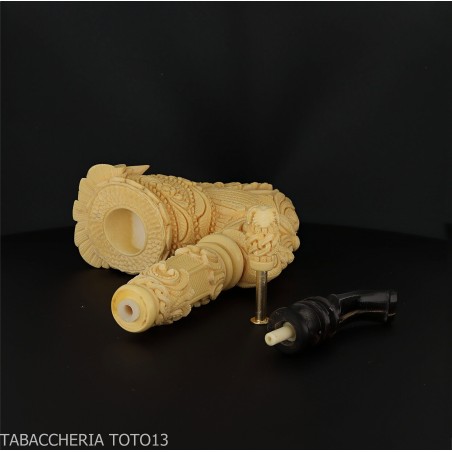 Pipa de espuma de marquetería con forma de caballero tratado con té. - Pipas de Tabaco