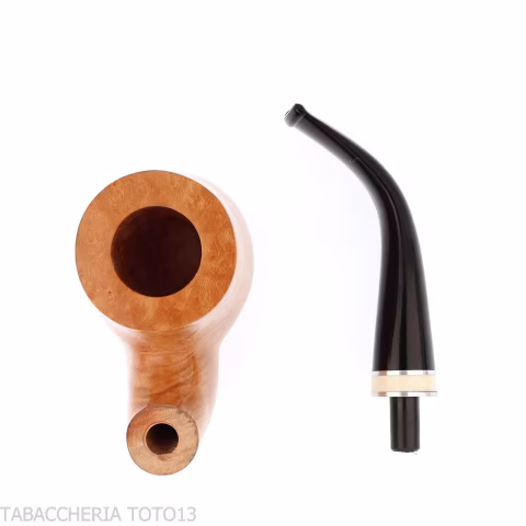 Pipe à tabac courbée de forme billard en bruyère claire polie - Pipe Pour le Tabac - Racine naturelle