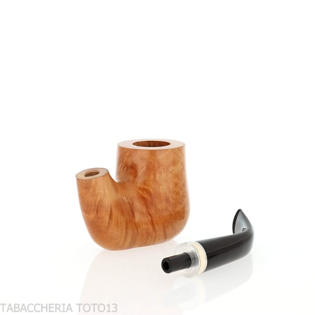 Pipa de tabaco curvada de pie con forma de billar en brezo claro pulido - Pipas de Tabaco