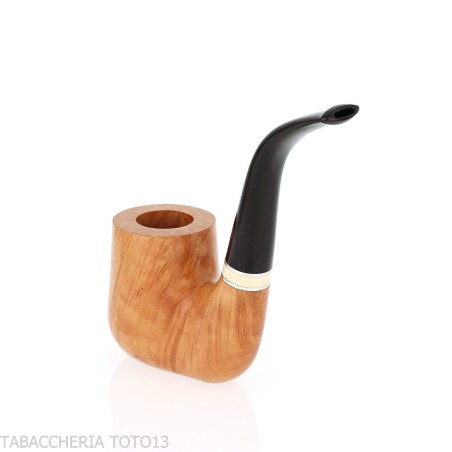 Curved Billiard-shaped stand-up tobacco pipe in polished light briar - Tobacco Pipes - Natural root