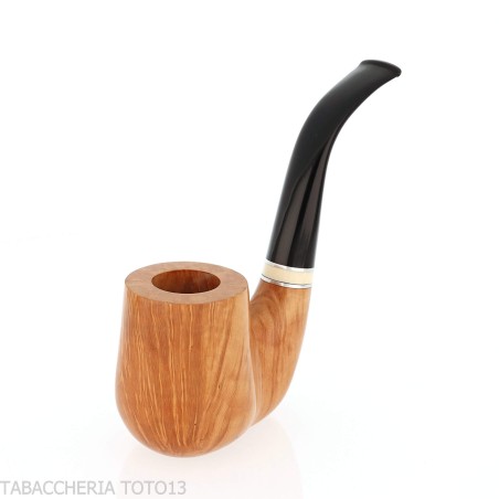 Curved Billiard-shaped stand-up tobacco pipe in polished light briar - Tobacco Pipes - Natural root