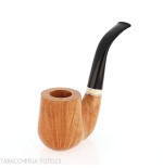 Curved Billiard-shaped stand-up tobacco pipe in polished light briar - Tobacco Pipes - Natural root