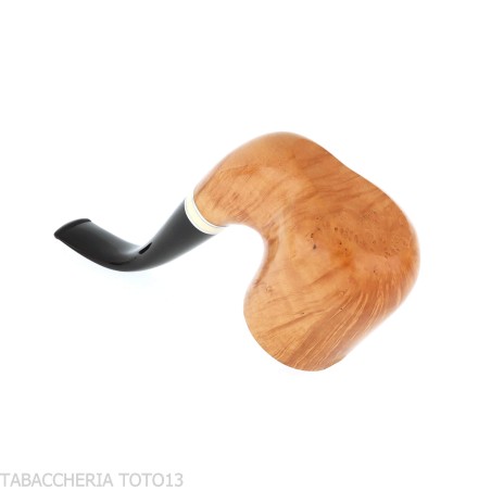 Curved Billiard-shaped stand-up tobacco pipe in polished light briar - Tobacco Pipes - Natural root