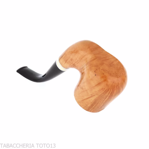 Pipe à tabac courbée de forme billard en bruyère claire polie - Pipe Pour le Tabac - Racine naturelle
