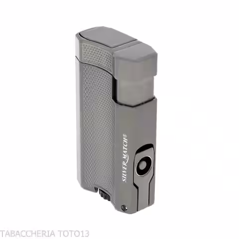 Silver Match London Double Jet Flame Lighter and Puncher - Lighter For Cigar - Silver Match
