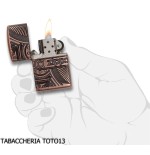 Zippo Armor in Antique Copper with Mechanical Gear Engraving - Lighters - Brass