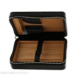 Passatore box in cedro rivestita in pelle nera dotato di umidificatore - Accessori Per Sigari
