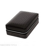 Passatore box in cedar covered in black leather equipped with humidifier-Cigars Case for Travel