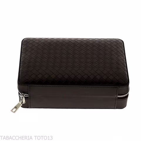 Passatore box in cedro rivestita in pelle nera dotato di umidificatore - Accessori Per Sigari