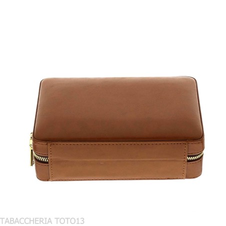 Cave à cigares Passatore en cèdre recouverte de cuir marron avec humidificateur - Accessoires Cigare - Cuir, Bois
