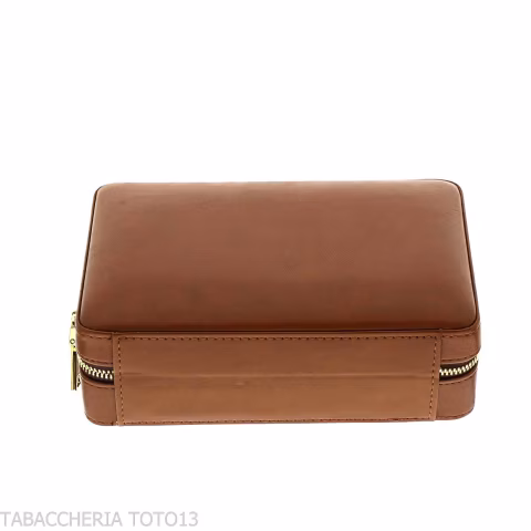 Passatore box in cedro rivestita in pelle marrone dotato di umidificatore - Accessori Per Sigari