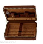 Cave à cigares Passatore en cèdre recouverte de cuir marron avec humidificateur - Accessoires Cigare - Cuir, Bois