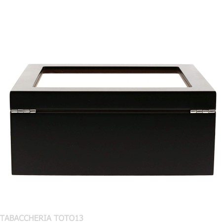 Humidor lacado en negro con tapa de cristal - Accesorios Del Cigarro