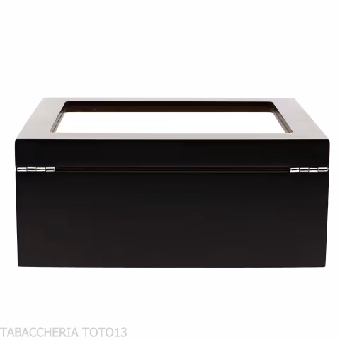 Humidor laccato nero con coperchio in vetro - Accessori Per Sigari