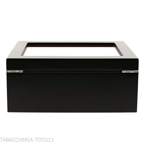Humidor laccato nero con coperchio in vetro - Accessori Per Sigari
