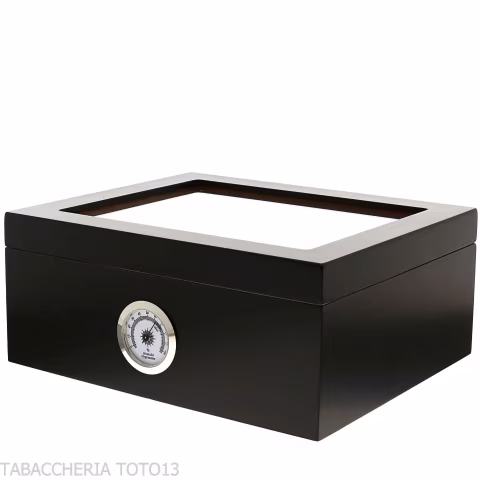 Black lacquered humidor with glass lid - Accessories Cigar - Wood