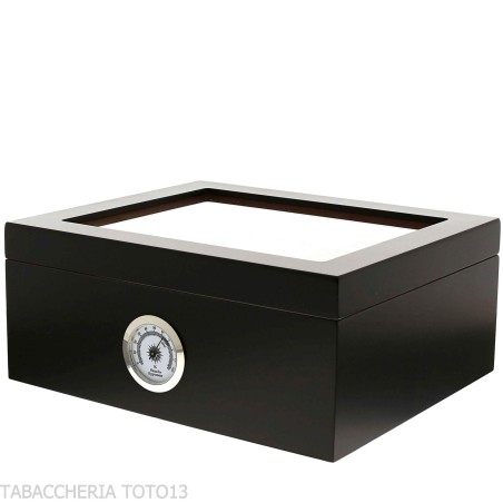 Schwarz lackierter Humidor mit Glasdeckel - Zubehör Cigar