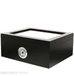 Humidor laccato nero con coperchio in vetro - Accessori Per Sigari