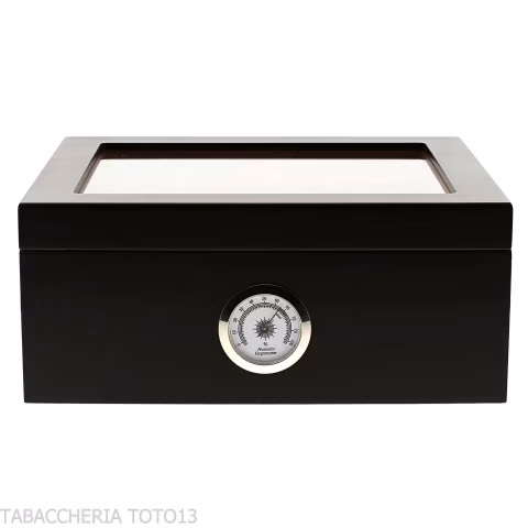 Black lacquered humidor with glass lid - Accessories Cigar - Wood