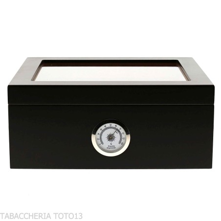 Schwarz lackierter Humidor mit Glasdeckel - Zubehör Cigar