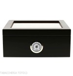 Humidor laccato nero con coperchio in vetro - Accessori Per Sigari